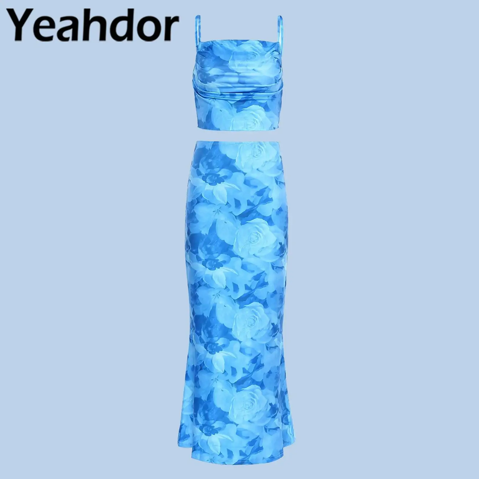 Summer Outfit Floral Dress for Women Sleeveless Dress Sets Camis Backless Beach Holiday Dress Woman Female Dresses