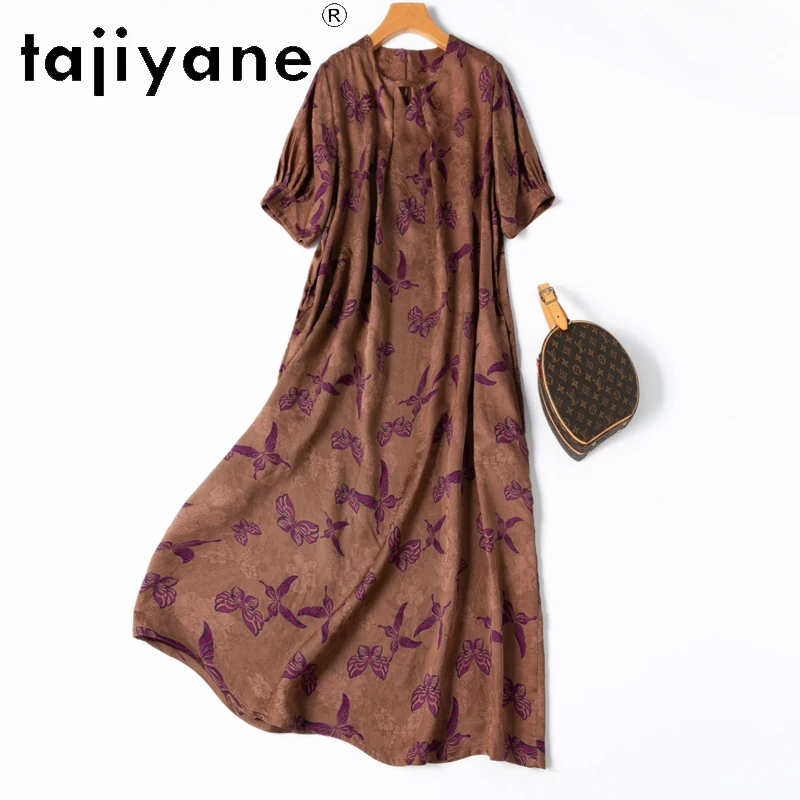TAJIYANE 100% robe en soie de mûrier femme été 2025 robes longues de haute qualité robes amples de fête vêtements pour dames pлаokubе ж брае