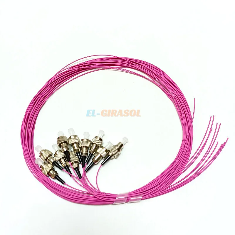 50PCS Fiber Optical LC SC FC UPC Connector Pigtails 1.5 Meter Multi Mode OM4 0.9mm PVC Fiber Optic Pigtails FTTH