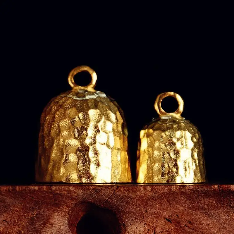 Retro Brass Hammered Texture Gremlin Bell Motorcycle Key Chains Pendants Lucky Hangings Jewelry Accessories DIY Decorations