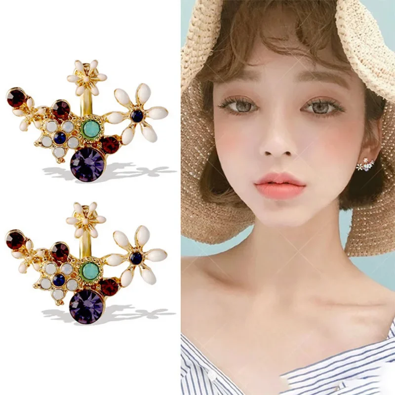 New fashion brand jewelry design Small and exquisite earring color flower earrings female simple temperament earrings for women