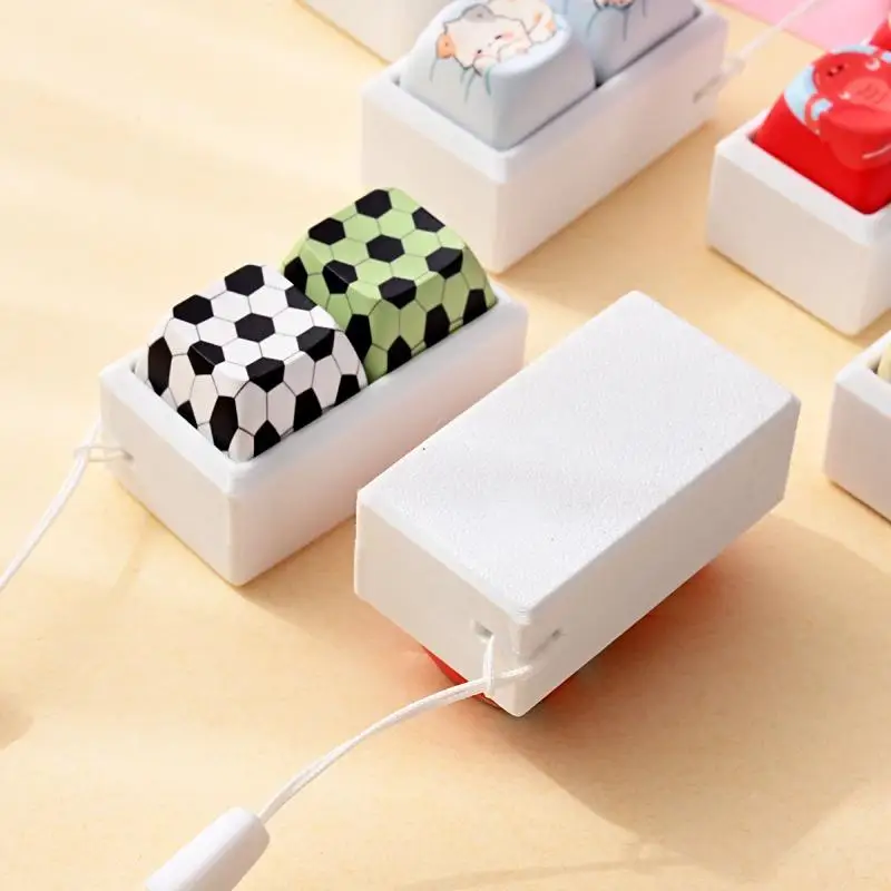 Cute Cartoon Fidget Keycap Keychains Adorable Animal Print Portable Mini Stress Relief Toy for Backpack Decor Gifts