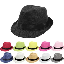 Wide Brim Hats for Men and Women Jazz Style Linen Straw Hats Curling Panama Sun Protection Fedora Caps Outdoor Head Dector