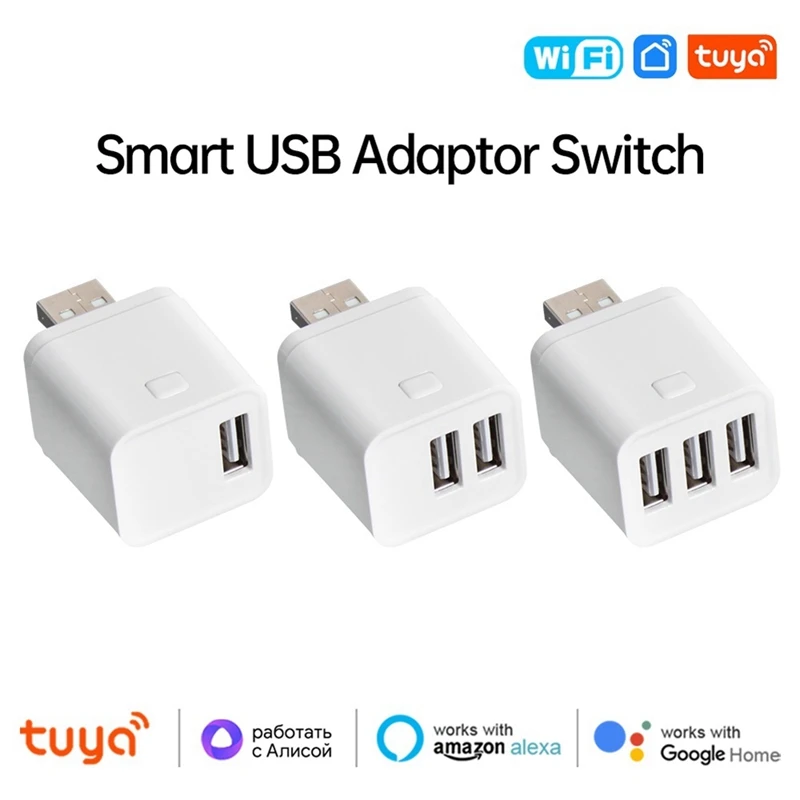 Tuya Smart Wifi USB Adapter Switch 5V Mini USB Power Adapter Smart Life Control For Alexa Google Yandex Alice 2USB