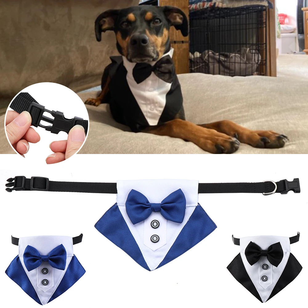 Dog Tuxedo Dog Suit and Bandana Set Dogs Wedding Party Suit Dog Prince Wedding Bow Tie Shirt Formal Dog