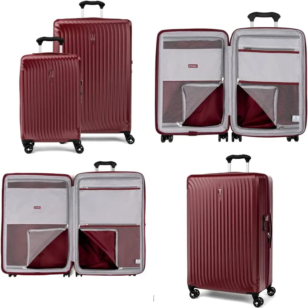

Lightweight Expandable Hard Shell Polycarbonate Spinner Luggage Set, 8 Wheels, Cabernet Color, 2-Piece Travel Suitcase
