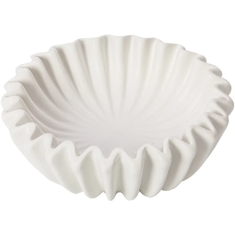 New high-value ceramic double-layer lotus leaf insulation plate, lace special-shaped plate, home salad plate
