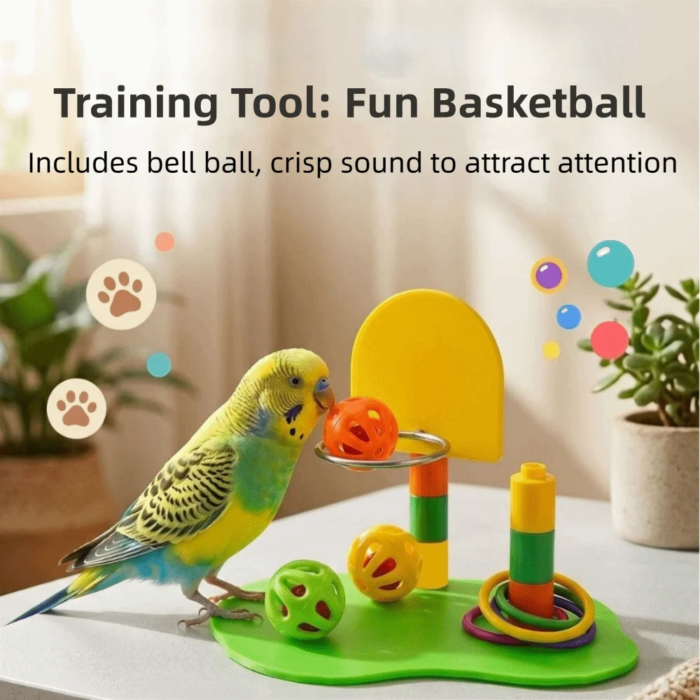 Plastic Bird Training Toy Interactive Multi-Piece Set Bird Puzzle Toy Colorful Adjustable Hoop Parrot Toy Set Small Birds
