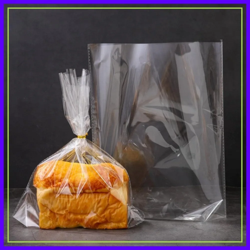 

Clear Bread Bags with Ties 11x14, 100 Pack Reusable Plastic Bags for Homemade Bread, Cookies, Candy