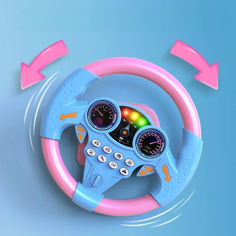 Infant Shining Simulation Steering Wheel Toy, Kids Early Education Copilot Stroller Steering Wheel with Sound Effect
