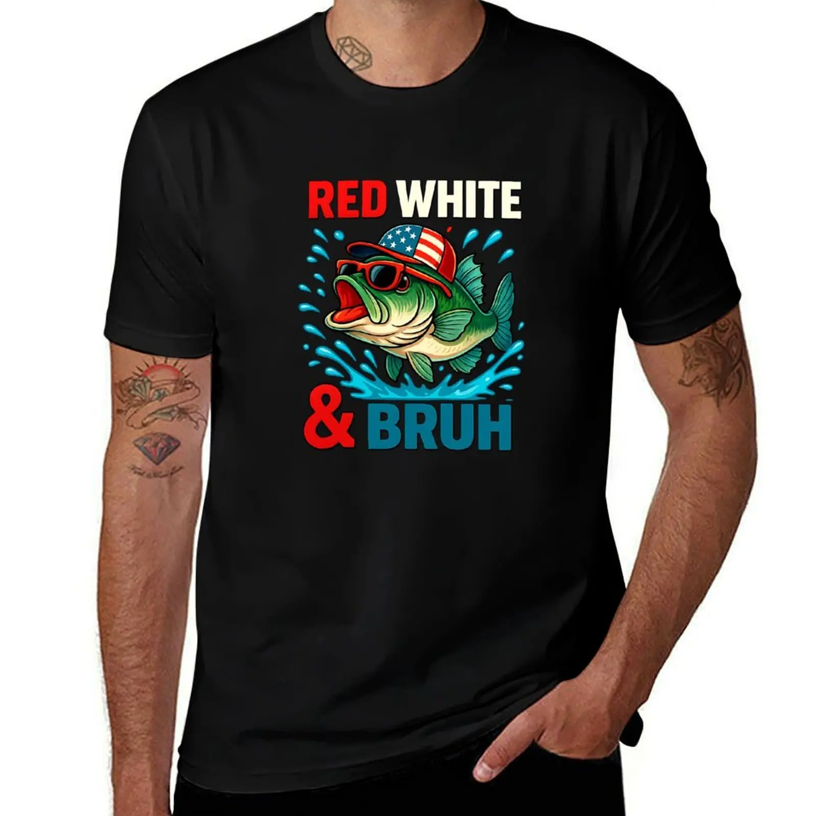 

Патриотическая футболка Red White & Bruh America Fish Fishing 4 июля, футболка большого размера в стиле аниме, забавная рубашка, хлопковая мужская футболка