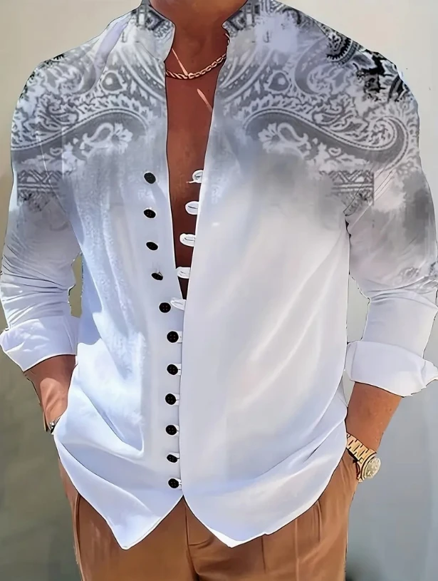 

Men's shirt linen long-sleeved shirt daily casual men's top outdoor shopping loose large size XS-6XL comfortable fabric