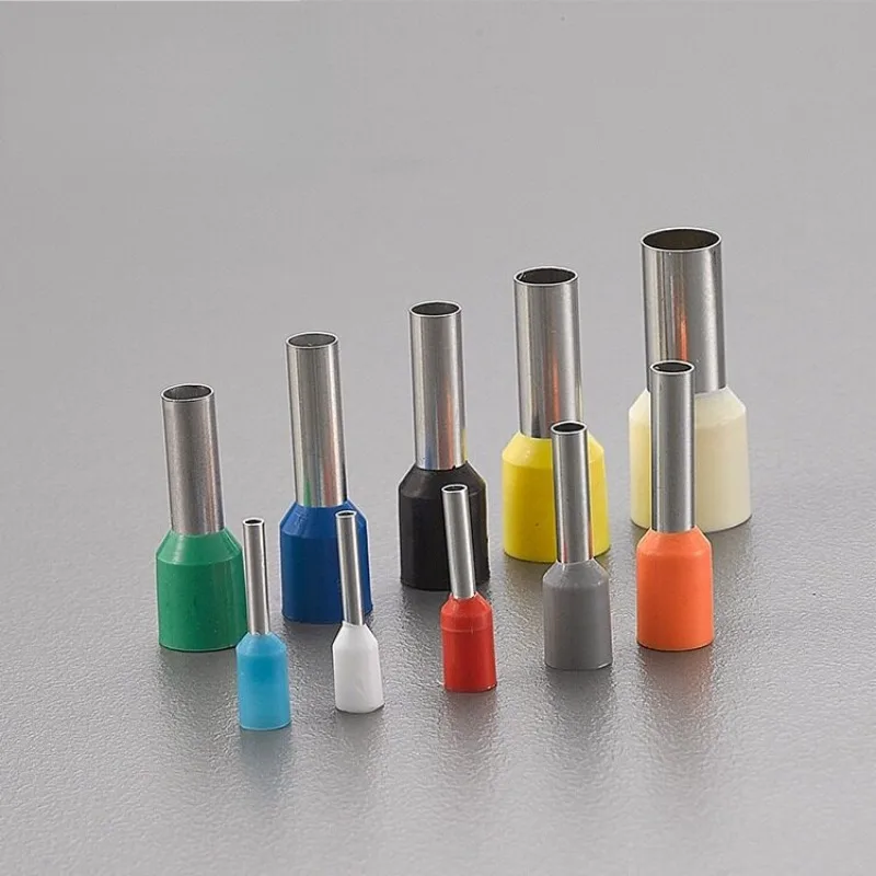 1000PCS  E0208 0308 0508 7508 1008 2508 4009 6012 Pure Copper Cord End Terminals Insulated Tubular Terminals  Ferrule Connectors