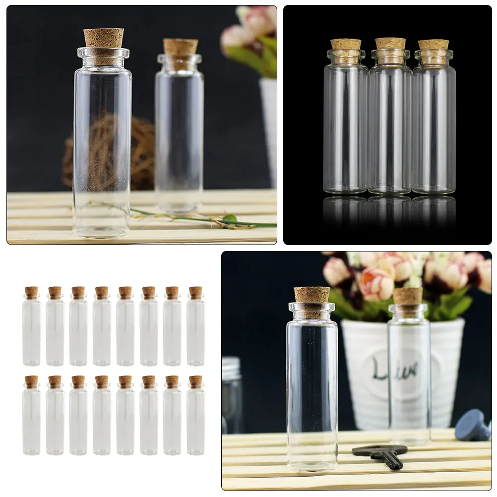 

24 Pcs Bottle of Fetal Hair Baby Teeth Small Bottles with Cork Craft Wish Household Creative Wishing Glass Transparent