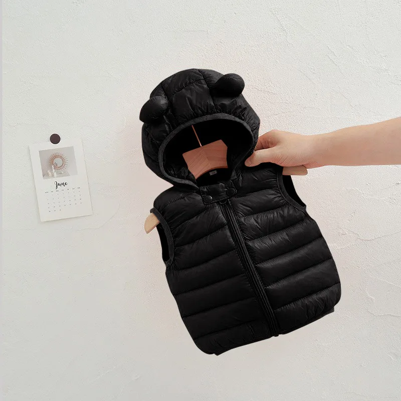 2022 Children Warm Down Vest Autumn Baby Cotton Waistcoat Kids Outerwear Clothing Boys Girls Hooded Jackets Vest 0-6Y