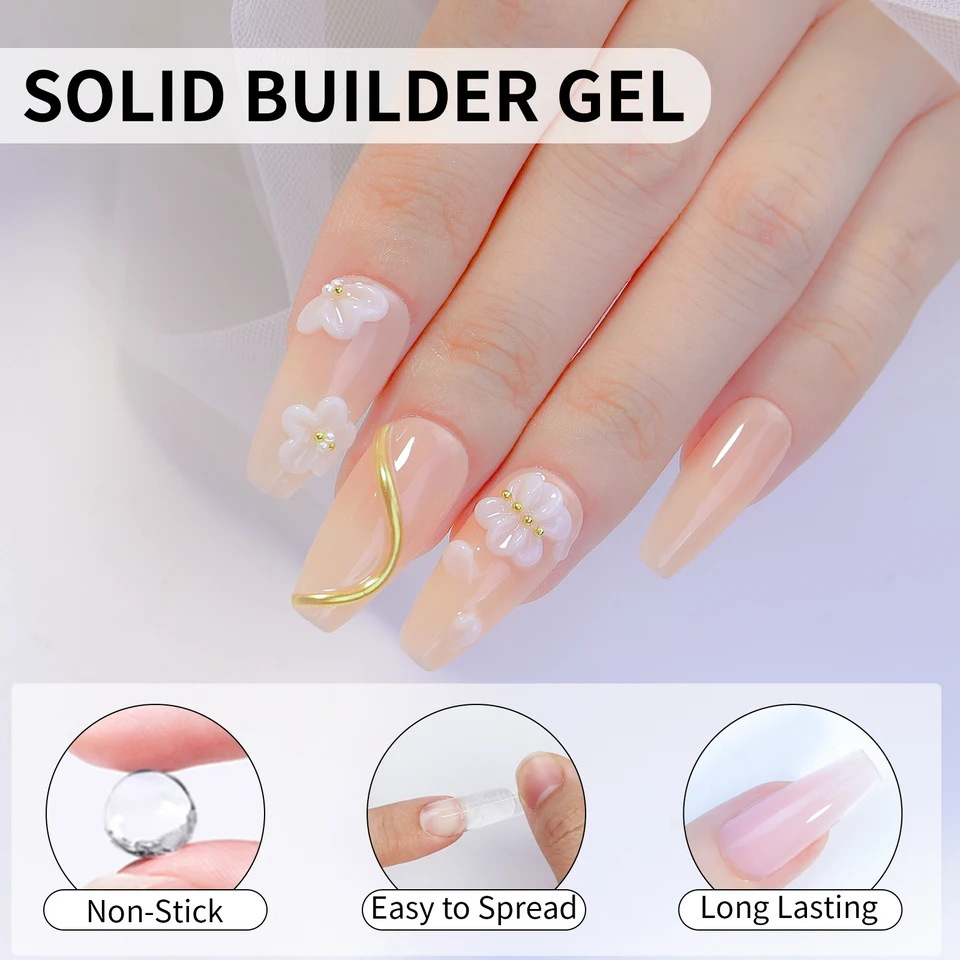 7 piezas 15ml Set de gel de extensión de uñas sólido, gel de extensión no adhesivo, escultura 3D, gel UV de fotocurado, moldeado rápido 6