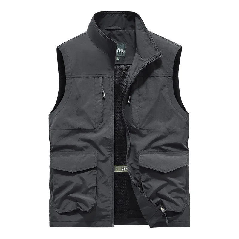 Summer work vest men's multi-bag mesh sleeveless jacket outdoor mountaineering sports hunting fishing tactical vest 6XL Fishing