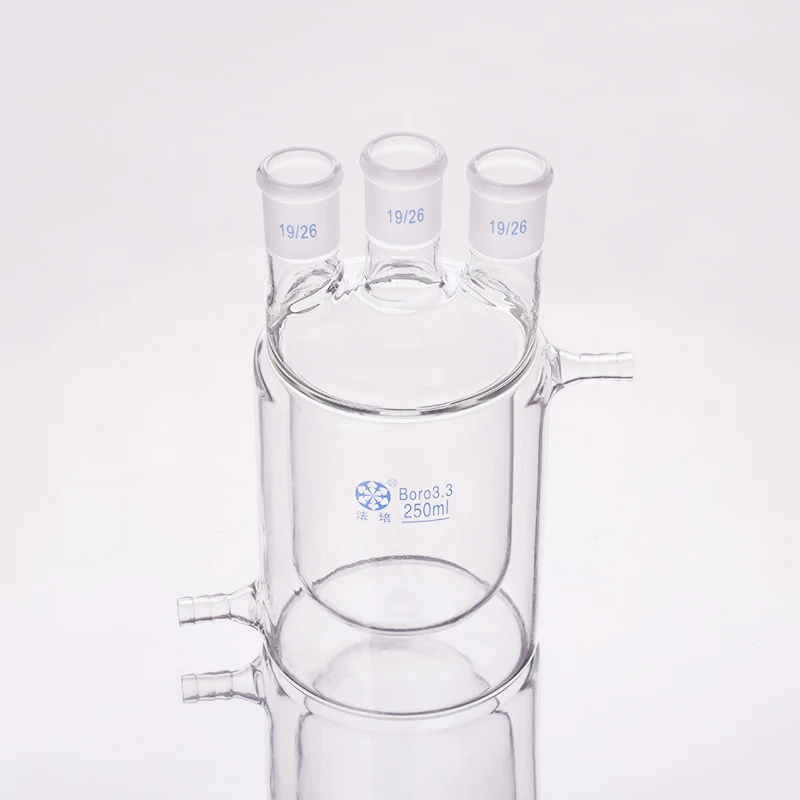 

Double-deck cylindrical three-necked bottom flask,straight shape,250mL500mL1000mL,Joint 19/26,Mezzanine jacketed reactor bottle