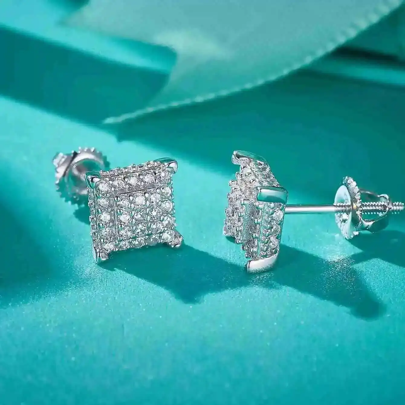 Aivenchy Rhodium Plated Jewelry VVS Moissanite Fine Square Earrings Lab Grown Diamond S925 Sterling Silver Women Stud Earrings