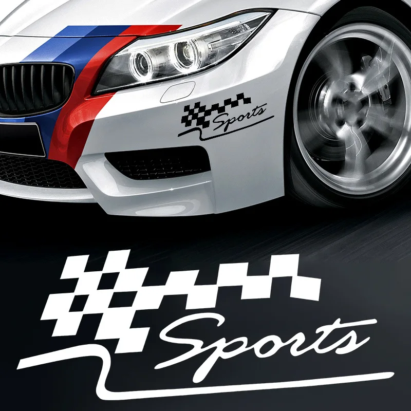 SPORT チェッカーフラッグ ビニールデカール オートバイ用 反射性リムーバブルステッカー ユニバーサルレーシングスタイリングレター