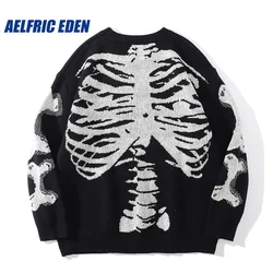 2023 Harajuku Vintage scheletro modello maglione lavorato a maglia uomo inverno oversize uomo Hip Hop Rap Pullover donna maglione Punk