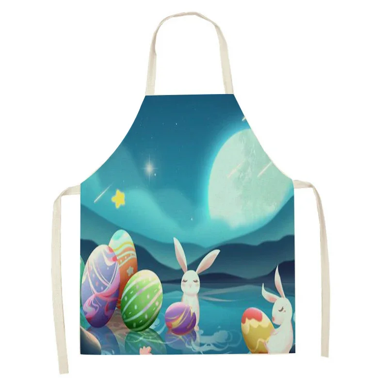 Easter Bunny Collection Men's Kitchen Aprons Children's Painting Aprons Dessert Shop Baking Cleaning Anti-Fouling Accessories