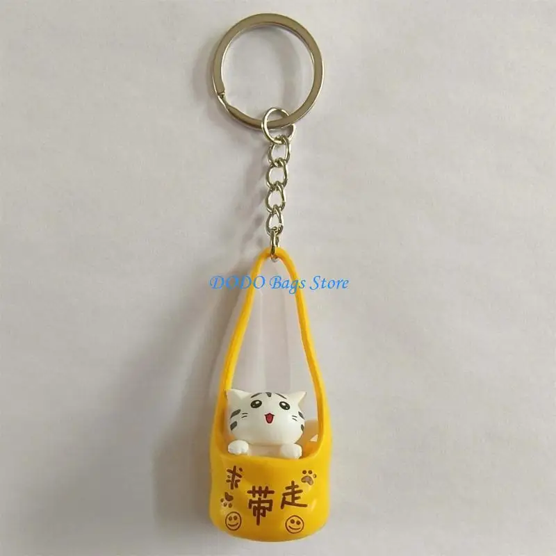 

E8FB Lovely Kitten Keychain Cartoon Cats Keyrings Bag Charm Car Chain for Women