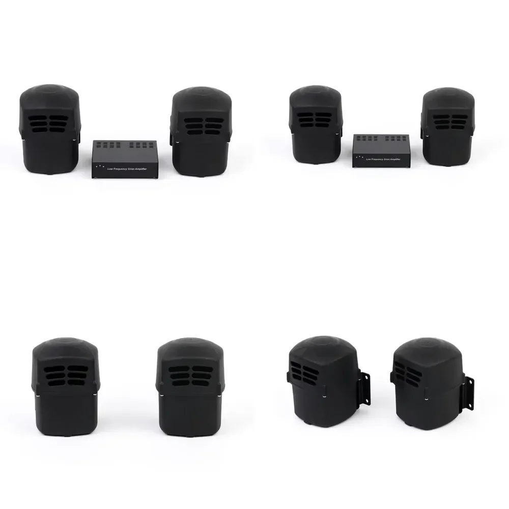 Black Small Volume Strong Power Two Parallel Speaker Horn Alarm Vehicles Low-frequency Siren Amplifier