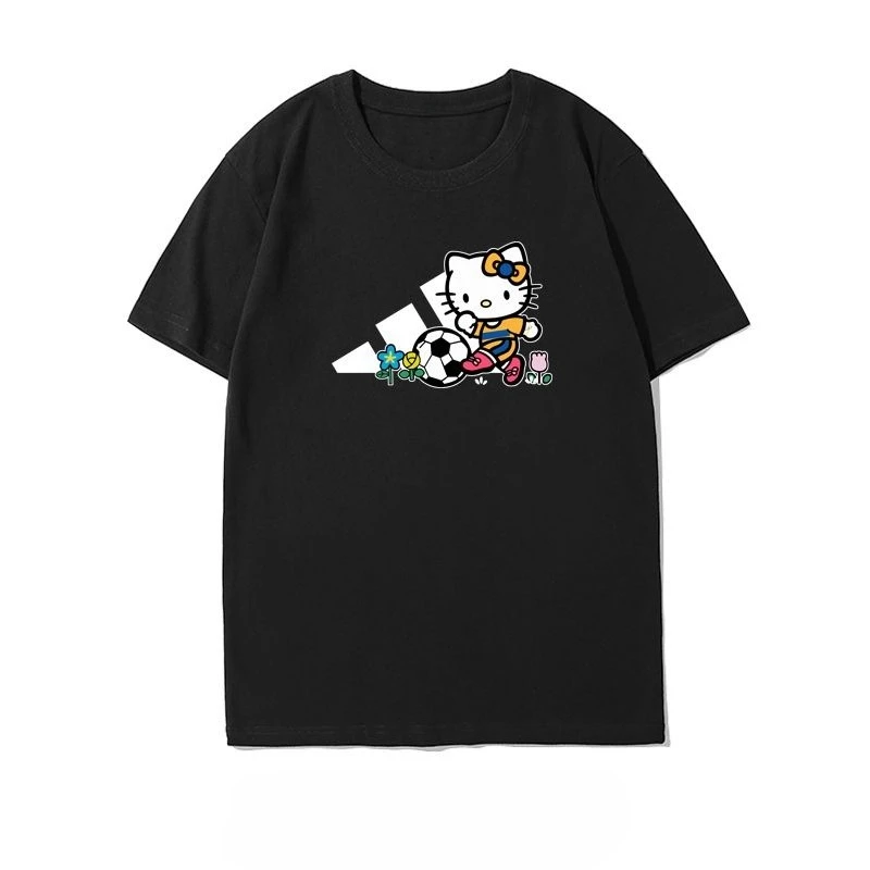

Hello Kitty с короткими рукавами, мужская и женская модная брендовая свободная летняя одежда для пар, футболка Kitty Hello Kitty Cat