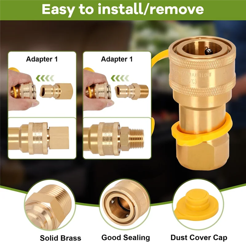 ABLL-1/2 インチ天然ガスクイックコネクト継手、プロパンホースクイックディスコネクトキット、ガスグリル、ヒーター、発電機用