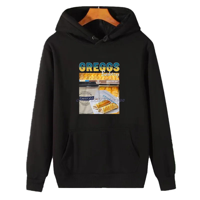 Greggs Homage New In Hoodies & Sweatshirts Sausage Roll Bakery Funny Graphic Hooded Sweatshirts Men's Winter Pullovers Sweater