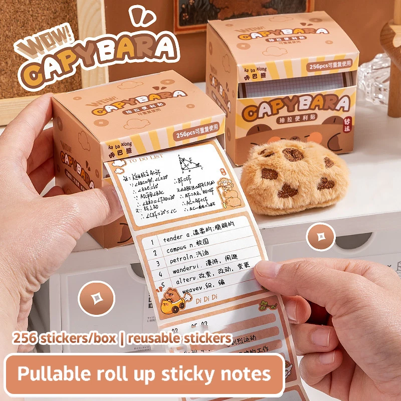256Pcs Creative Cartoon Pull-out Sticky Notes Multi-funzionale strappabile N Times Index Label Stickers studente fai da te Notebook Decor