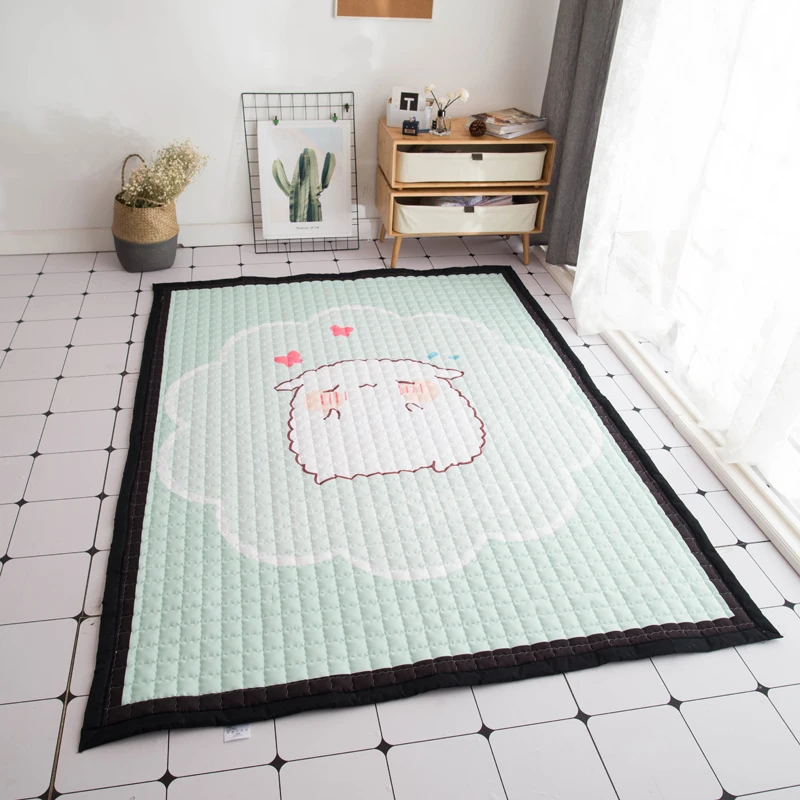 1PC Baby Play Mat Kid Crawling Carpet White Bear Floor Mat 150*200cm Rectangle Rug For Girls Room Thicken Boys Maze Home Decor