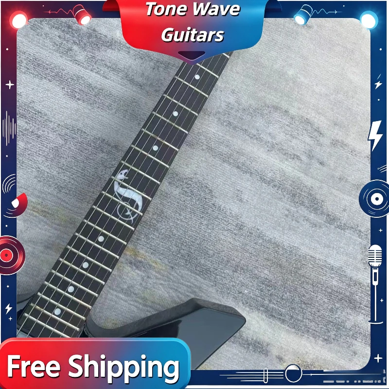 2026 NEW Gloss Black Offset E Shape Electric Guitar Active Pickup System Black Hardware Modern Metal Guitar Delivery Included