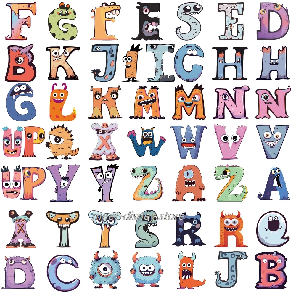 Monster Letter Adesivos para DIY, Graffiti engraçado, telefone, laptop, skate, motocicleta, Scrapbook, caderno, presente, 52pcs