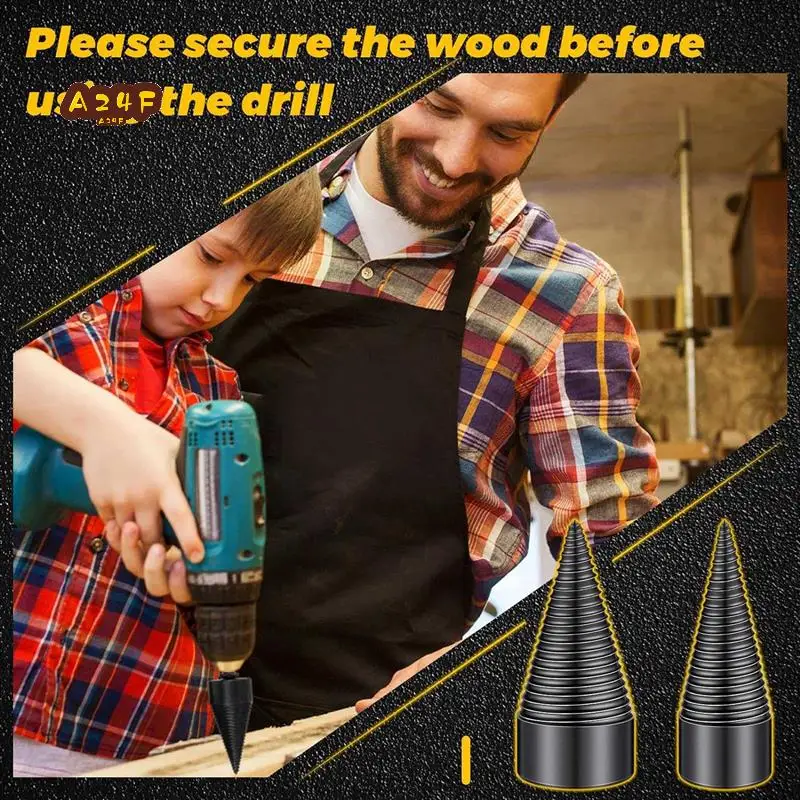 

A24F-5 Pcs Firewood Log Splitter Drill Bit,Removable Splitter Drill Bits, Screw Cones Kindling Splitter, Splitting Drill Bit