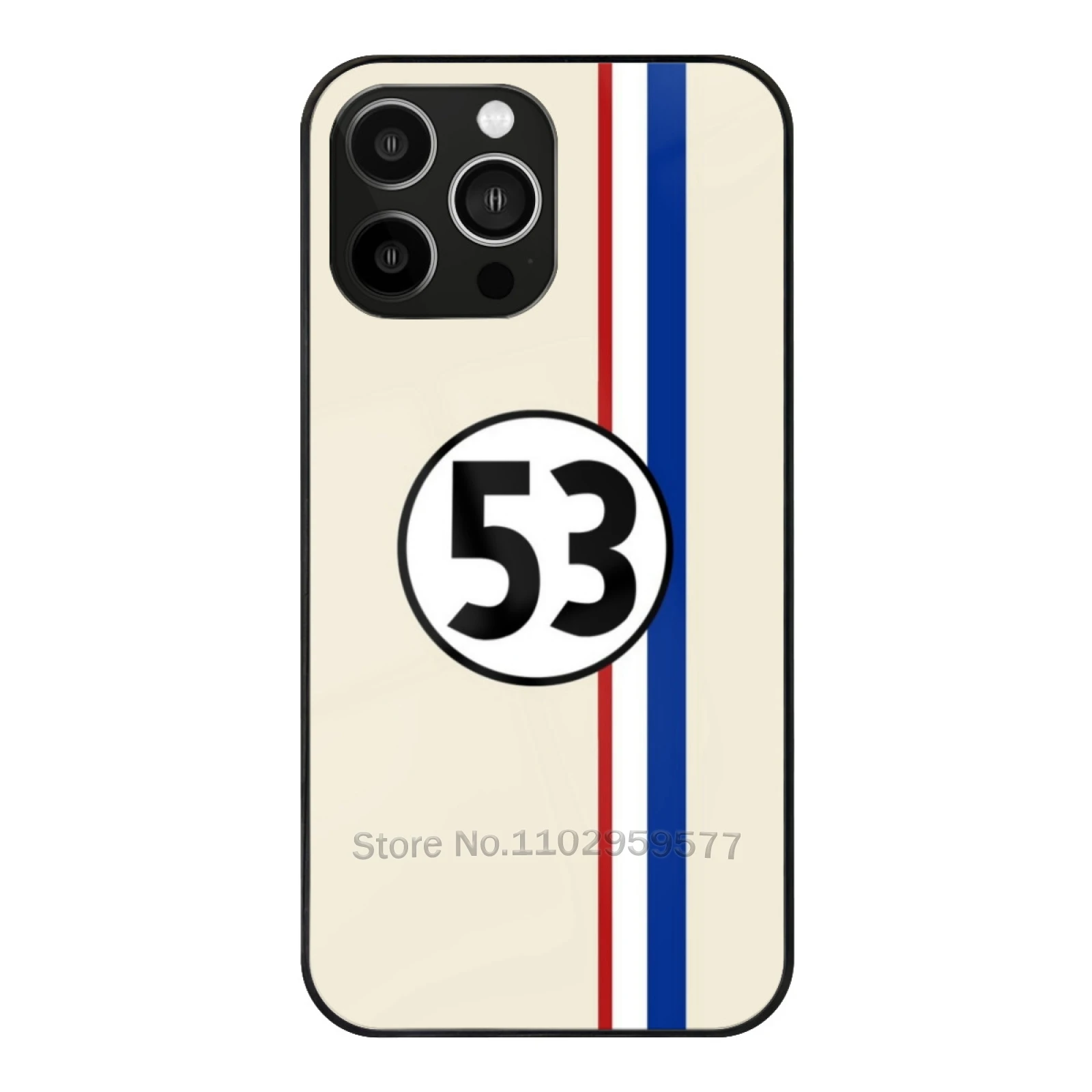 The Love Bug Tempered Glass Case For Iphone 15 14 13 12 11 Pro Max X 7 Plus Case Herbie Bug Classic Car Race Fast Furious