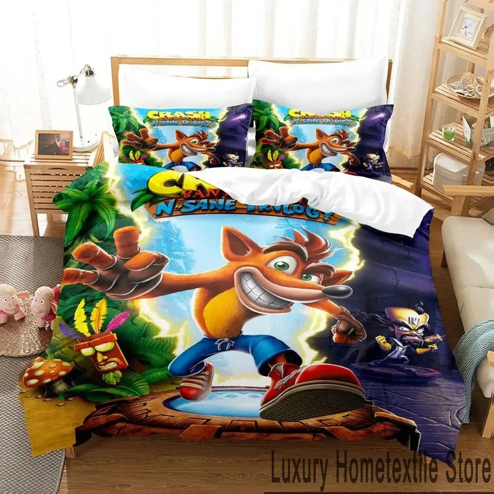 3D Print Crash Bandicoot Game Bedding Set Boys Girls Twin Queen King Size Duvet Cover Pillowcase Bed boys Adult