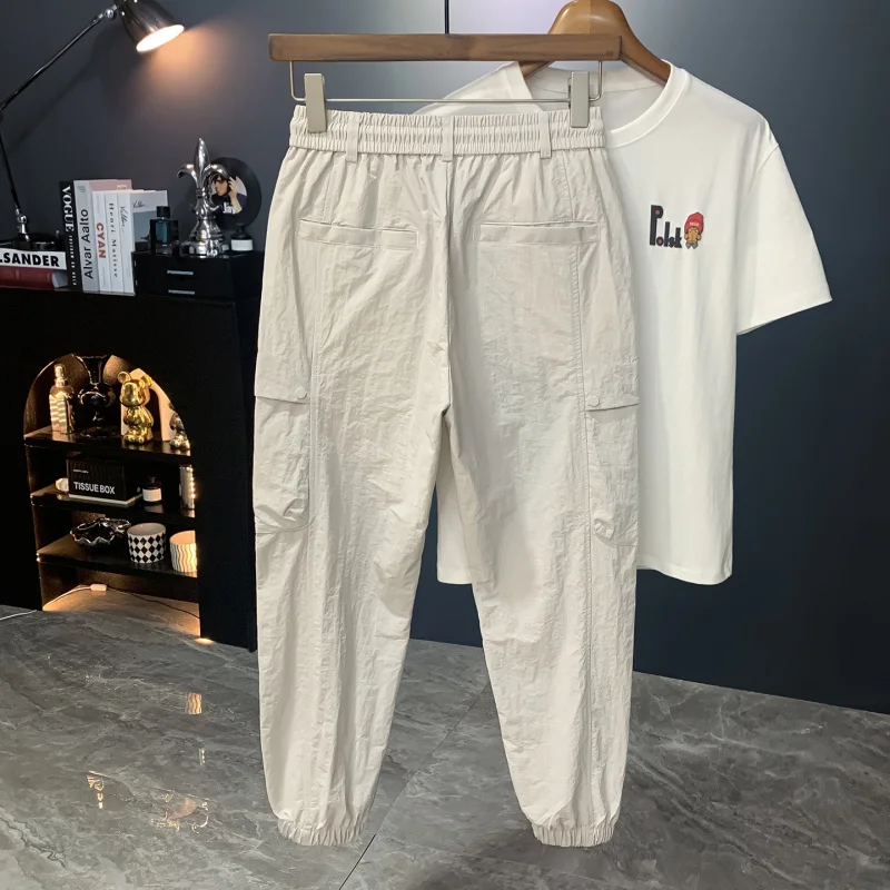 

Летние тонкие повседневные рабочие брюки мужские 2025 новые трендовые универсальные свободные удобные крутые быстросохнущие повседневные брюки