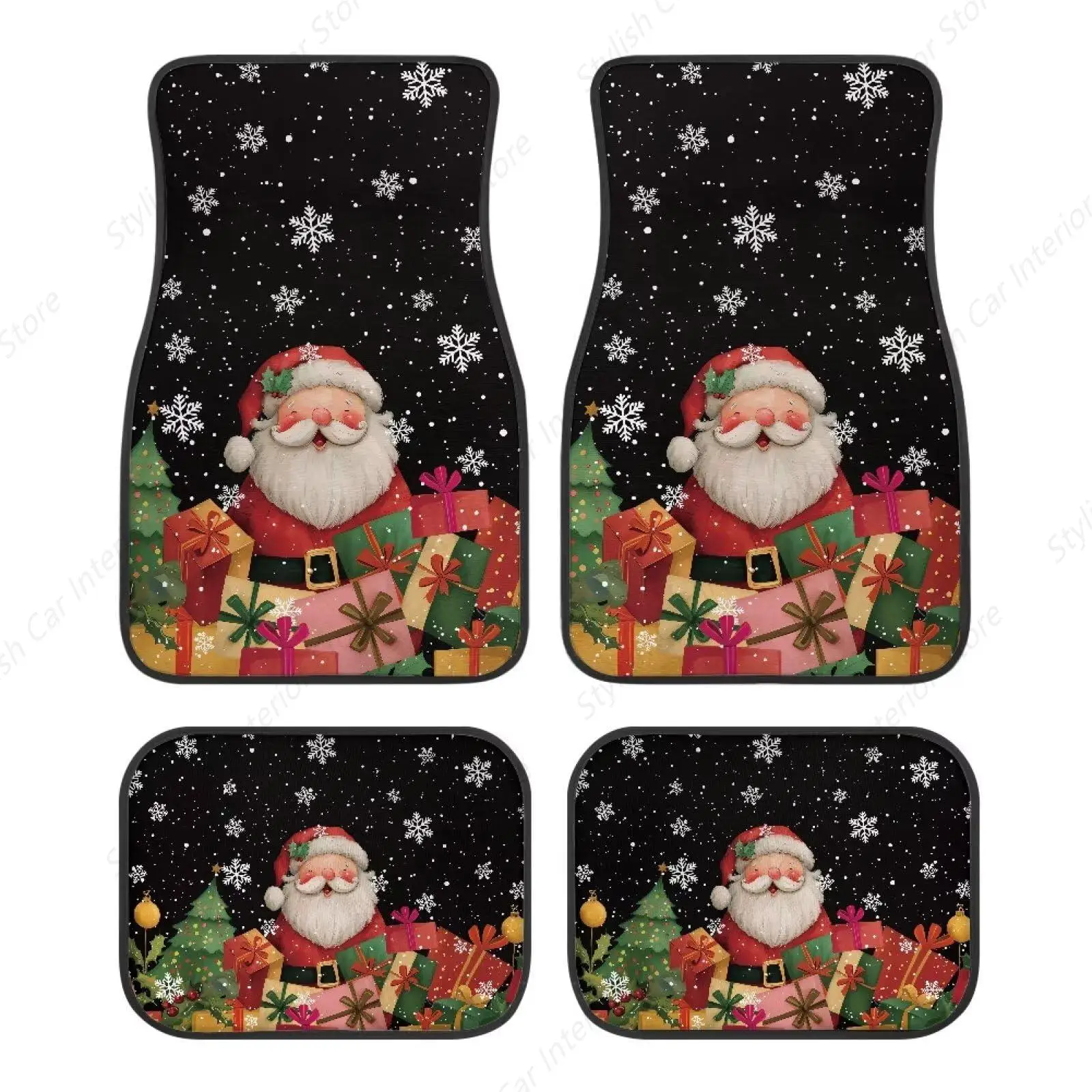 

Рождественский Санта-Клаус автомобиля Передние и задние ковры Коврик для автомобиля Передний и задний напольный коврик для ног Модные декоративные автомобильные напольные ковры Universa