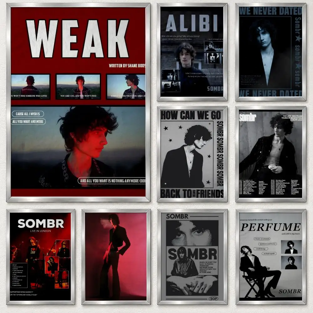 Popular Alternative Pop Singer Sombr Poster Self‑Adhesive Waterproof PP Poster Coffee Bar Wall Art Home Decor