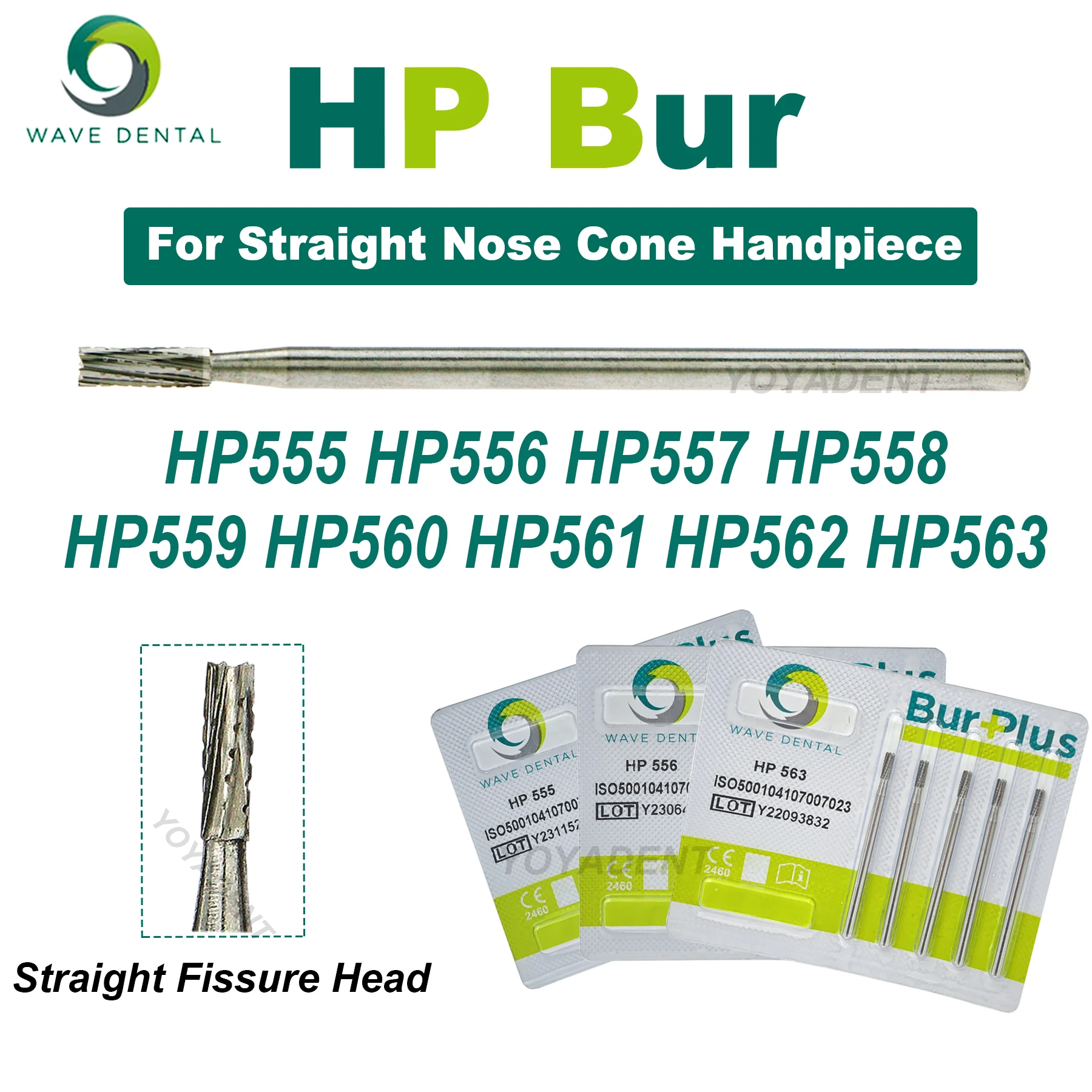 WAVE Dental Carbide Burs Low Speed Burs For Straight Nose Cone Low Speed Handpiece HP 2.35mm Dentistry Strawberries 5Pcs/Pack