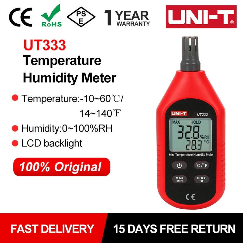 UNI-T elektroniczny Mini miernik wilgotności temperatury UT333 domowy wewnętrzny termometr zewnętrzny higrometr cyfrowy wyświetlacz LCD