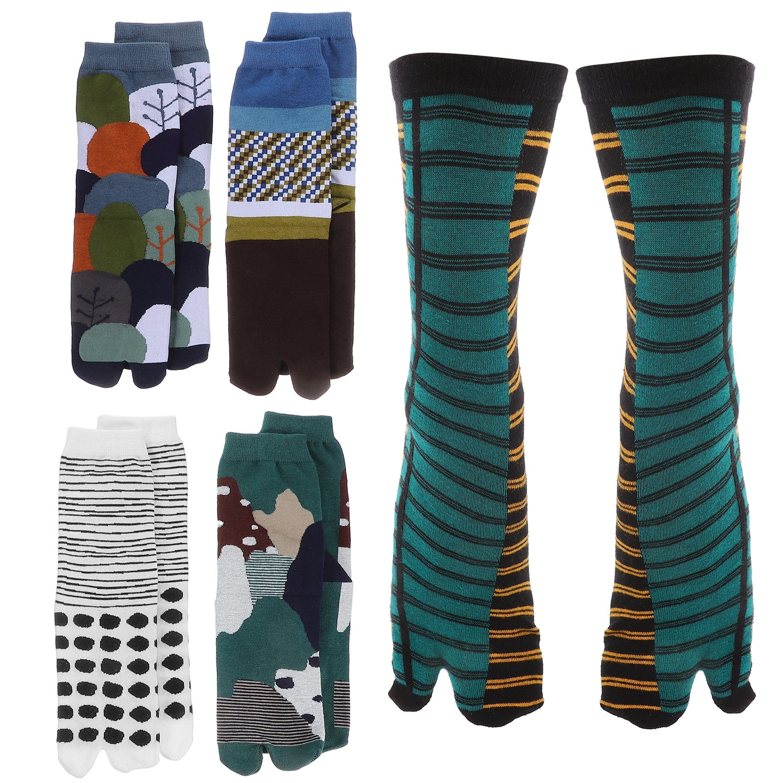

5 Pairs Japanese Style Tabi Women Breathable Cotton Cotton Japanese Two Toe Socks Style Split Toe Design Summer Socks