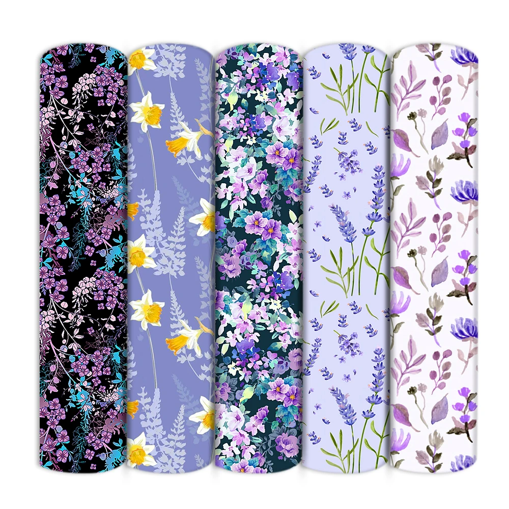 50*145cm Purple Flower Floral Polyester Or 100% Pure Cotton Material Patchwork sewing Tool Quilting Fabrics Quilt Needlework DIY