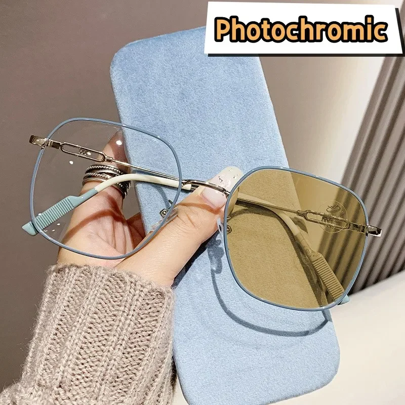 

Модные фотохромные очки для близорукости, уличные солнцезащитные очки, унисекс, меняющие цвет, близорукие очки, очки с минусом диоптрий