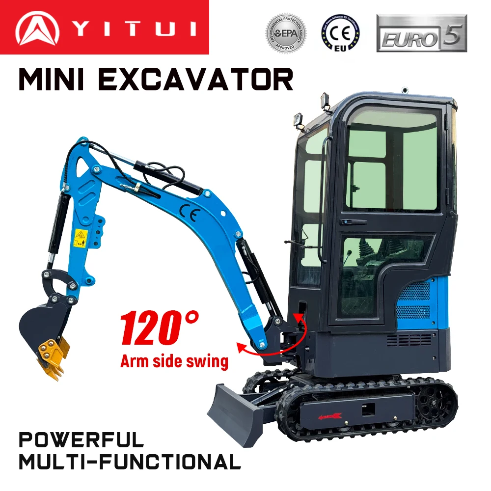 Customized 1.3ton Mini Excavator Hydraulic System Deep Digging Low Noise For Narrow Space Renovation Earthmoving Work