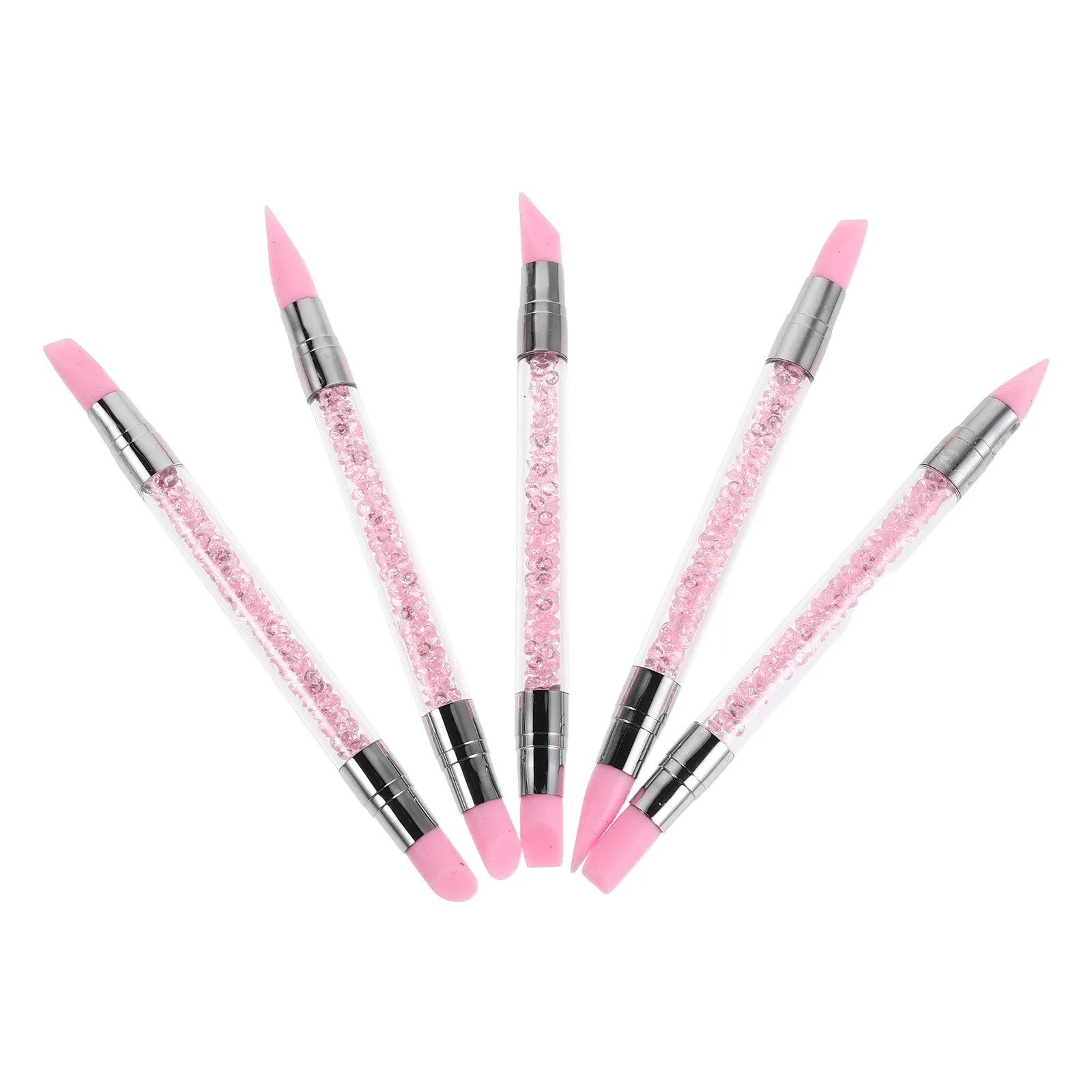 5Pcs Nail Art Dotting Tool Silicone Dual Tipped Nail Pen Manicure Supplies for Carving Painting Drawing Shaping Acrylic Gel