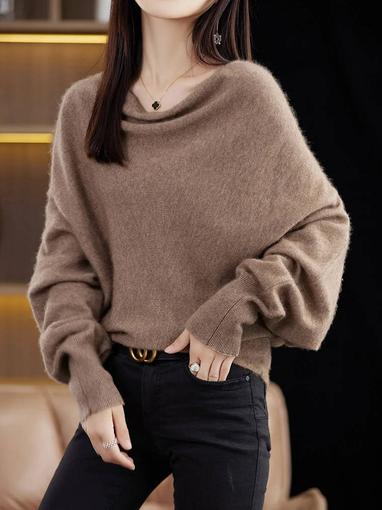 

New Fashion Autumn Winter Woman Sweater Elegant Female 100% Merino Wool Knitted Pullover Lady Jumper Long Sleeve CLothing Tops