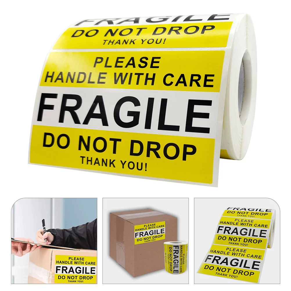 Stickers Yellow Paper Fragile Stickers For Shipping Labels Fragile Labels Kids Caution Signs Folder Tags